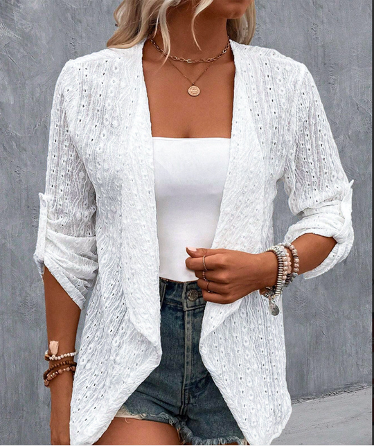 Bella Stride| Elegant hul ensfarvede cardigan