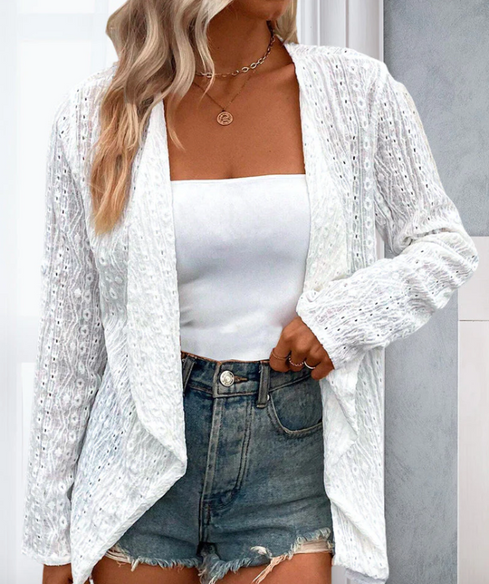 Bella Stride| Elegant hul ensfarvede cardigan